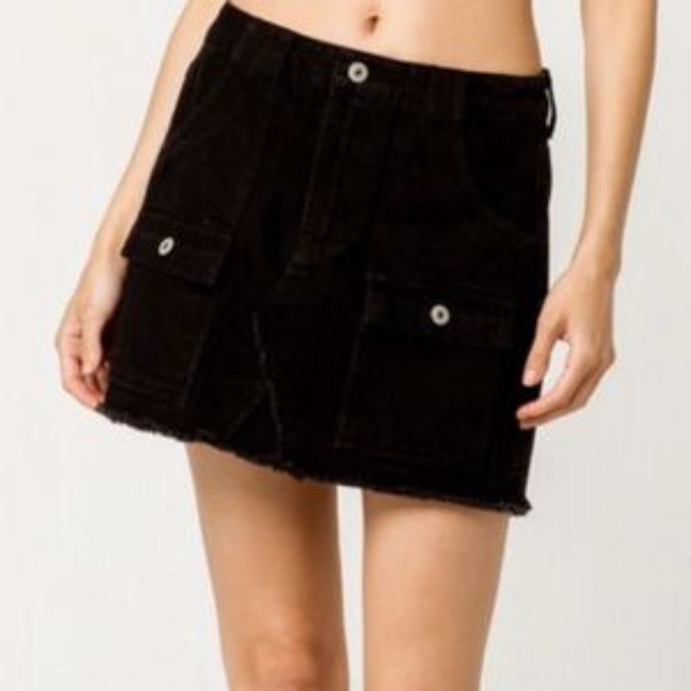 𝅺Sky And Sparrow Black Denim Mini Skirt